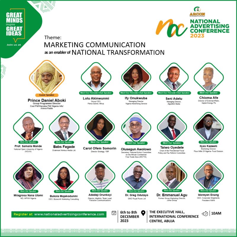 NATIONAL ADVERTISING CONFERENCE 2023 IN TOP GEARS WITH GREAT NAMES LISTED AS SPEAKERS
